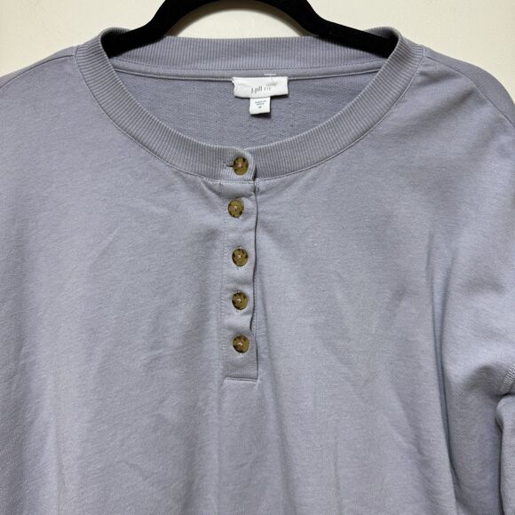 J. Jill Tops - J Jill Fit Sweatshirt Women M Lavender Grey Long Sleeve 1/4 Button Neck Pullover